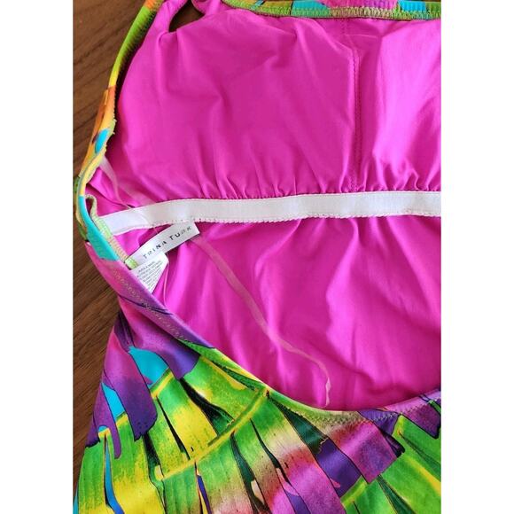 Trina Turk Polynesian Palms One-Piece Swimsuit One-Shoulder Size 6 Pre-Owned - Picture 8 of 11